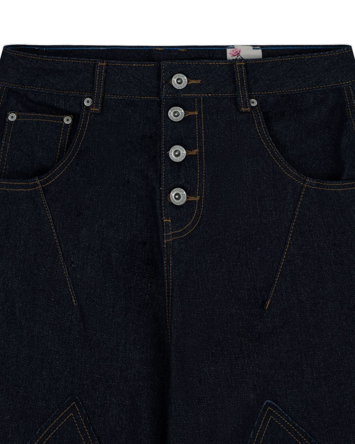 Kbach Denim Indigo — waist and button fly
