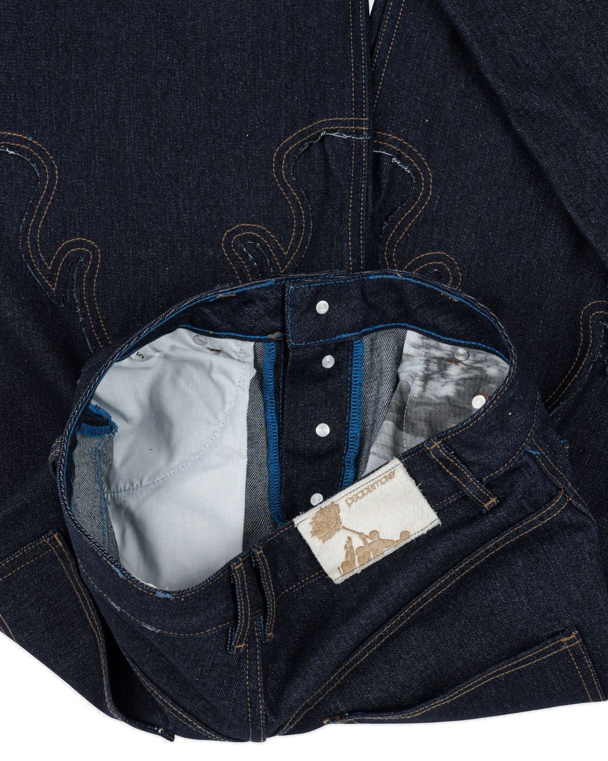 Kbach Denim Indigo — open fly and inside